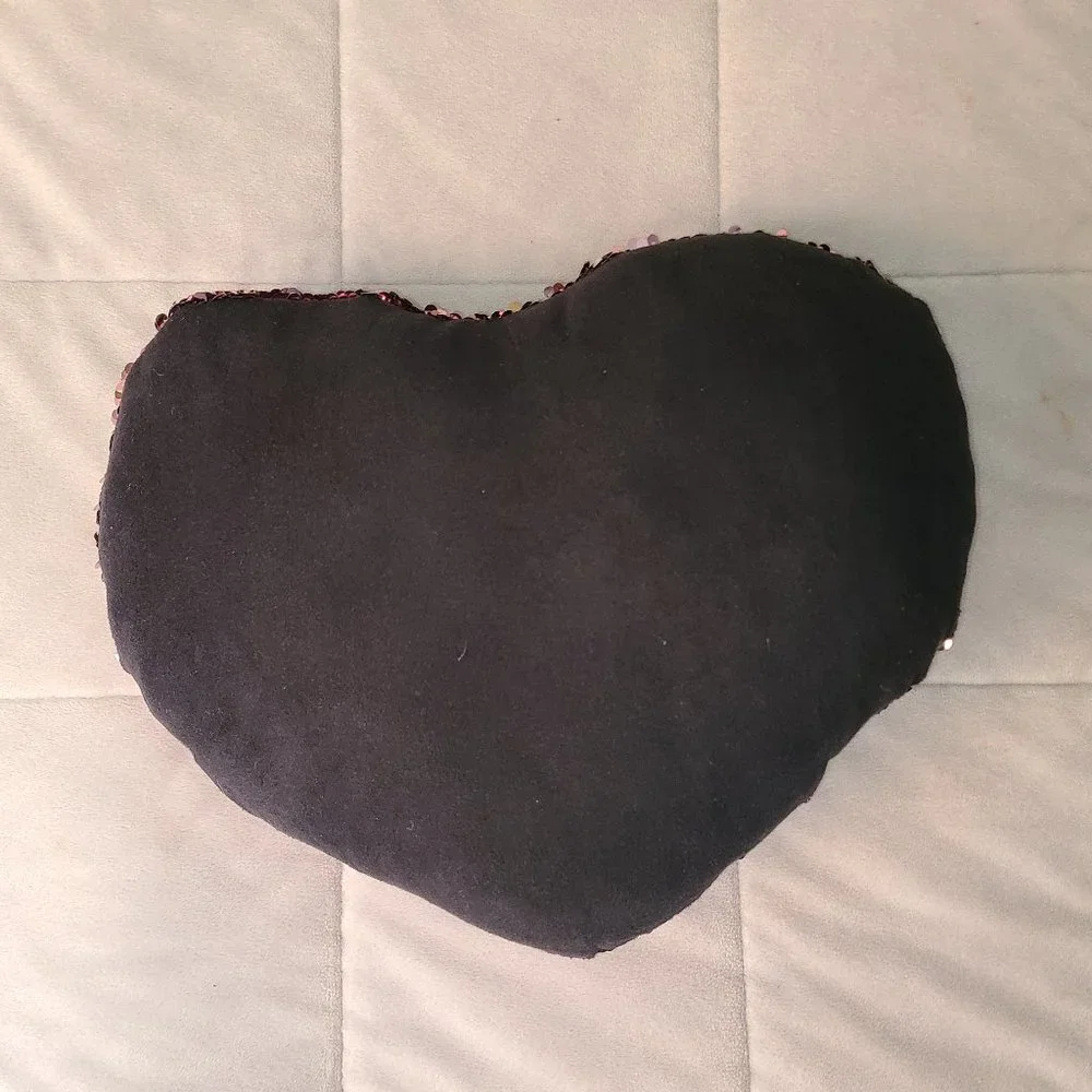 Heart Shaped Pink/Silver Sequined Pillow